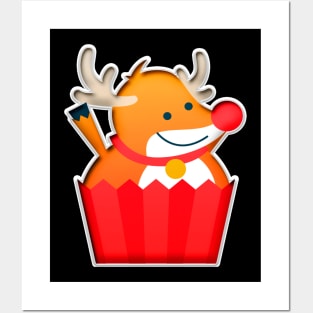 Christmas Reindeer & Cupcake Posters and Art